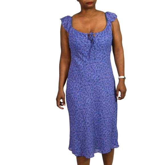 Mica Midi Slip Dress Purple Milkmaid Vintage Floral Sheer Chiffon 90s Medium - Picture 1 of 15